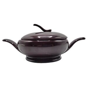 Red Wing Pottery Quartette Pattern Sugar Bowl with Lid and Handles Burgundy